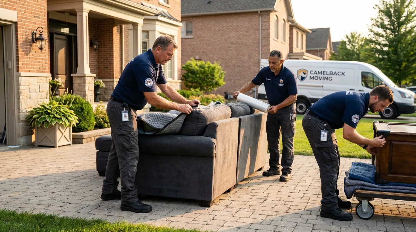 Large estate moving crew wrapping furniture in Piru, CA